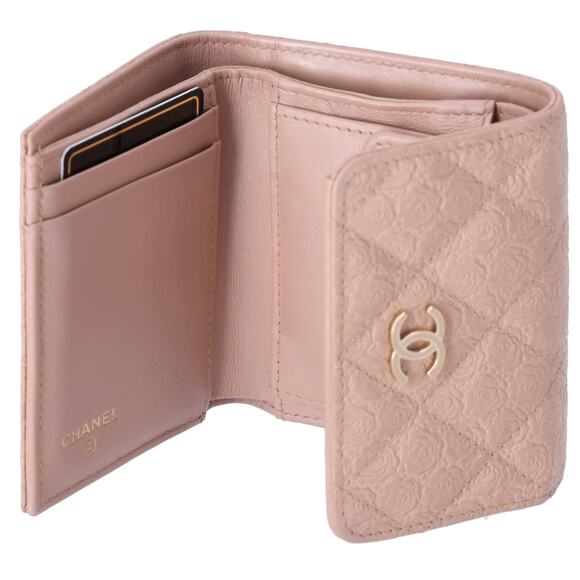 CHANEL Camellia Trifold Wallet A70301 Beige Leather - Picture 7 of 8
